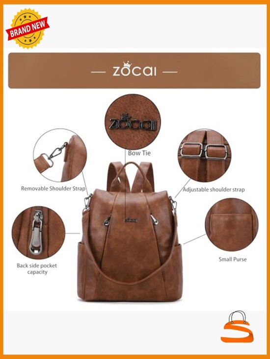 Medium Anti-Theft Vegan Leather Backpack Purse with Removable Strap
